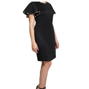 NWT black dress flutter sleeve and a little bit of animal print piping size 10